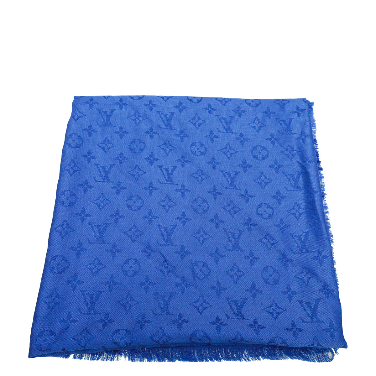 Louis Vuitton Electric Blue Monogram Classic Wool Silk Shawl-Louis Vuitton-THE CLOSET