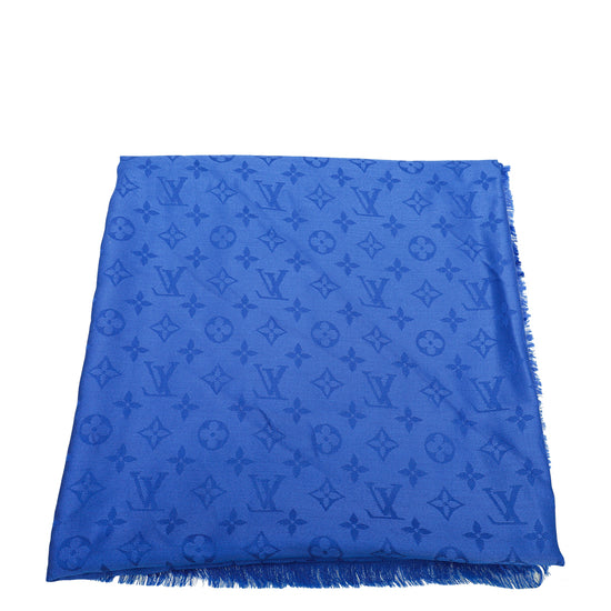 Louis Vuitton Electric Blue Monogram Classic Wool Silk Shawl – The