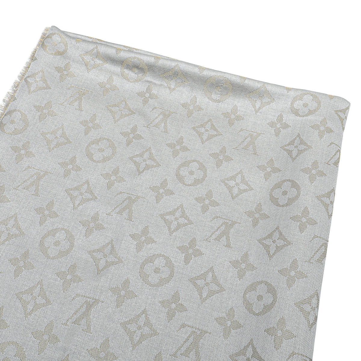 Louis Vuitton Monogram Shine Shawl Greige Silk