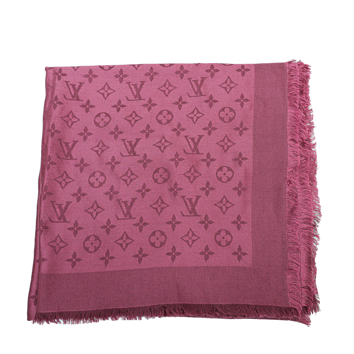 Louis Vuitton Coral Pink Silk Wool Monogram Denim Shawl Louis Vuitton