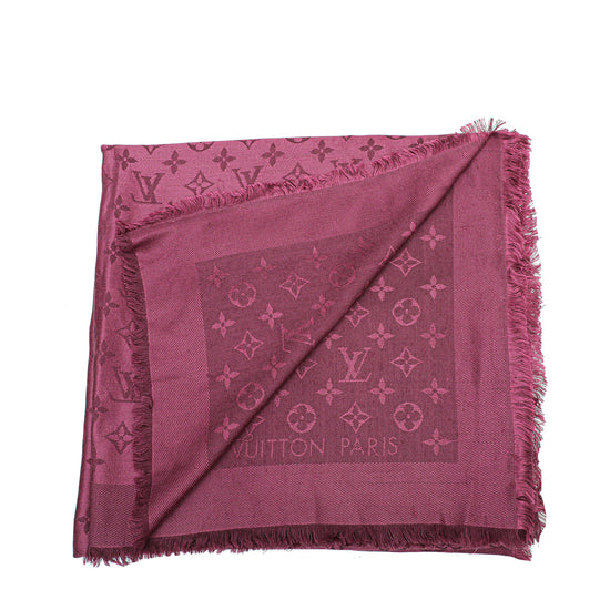 Louis Vuitton Red & Beige Silk Monogram Shawl