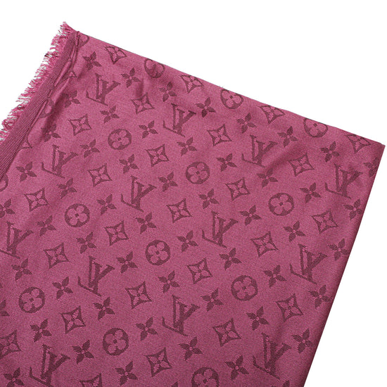 Louis Vuitton Wine Red Monogram Silk Wool Shawl