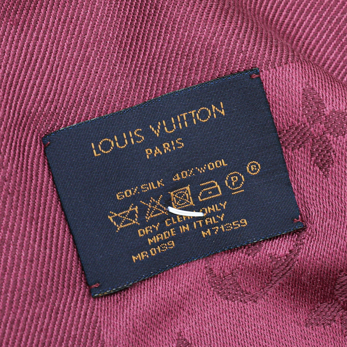 LOUIS VUITTON RED ON RED Silk Wool Scarf Shawl With Box, 54” Square