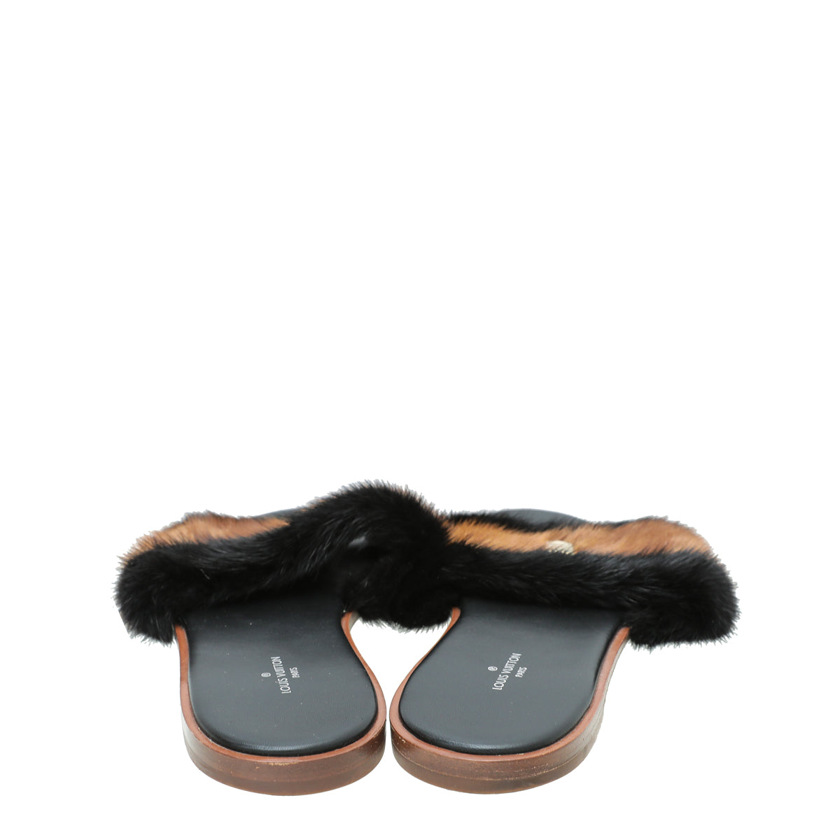 Louis Vuitton Brown/Beige Fur Lock It Sandals Size 36 For Sale at