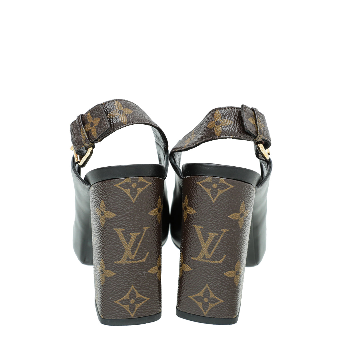 Louis Vuitton Black & Canvas Monogram Matchmake Slingback Pumps