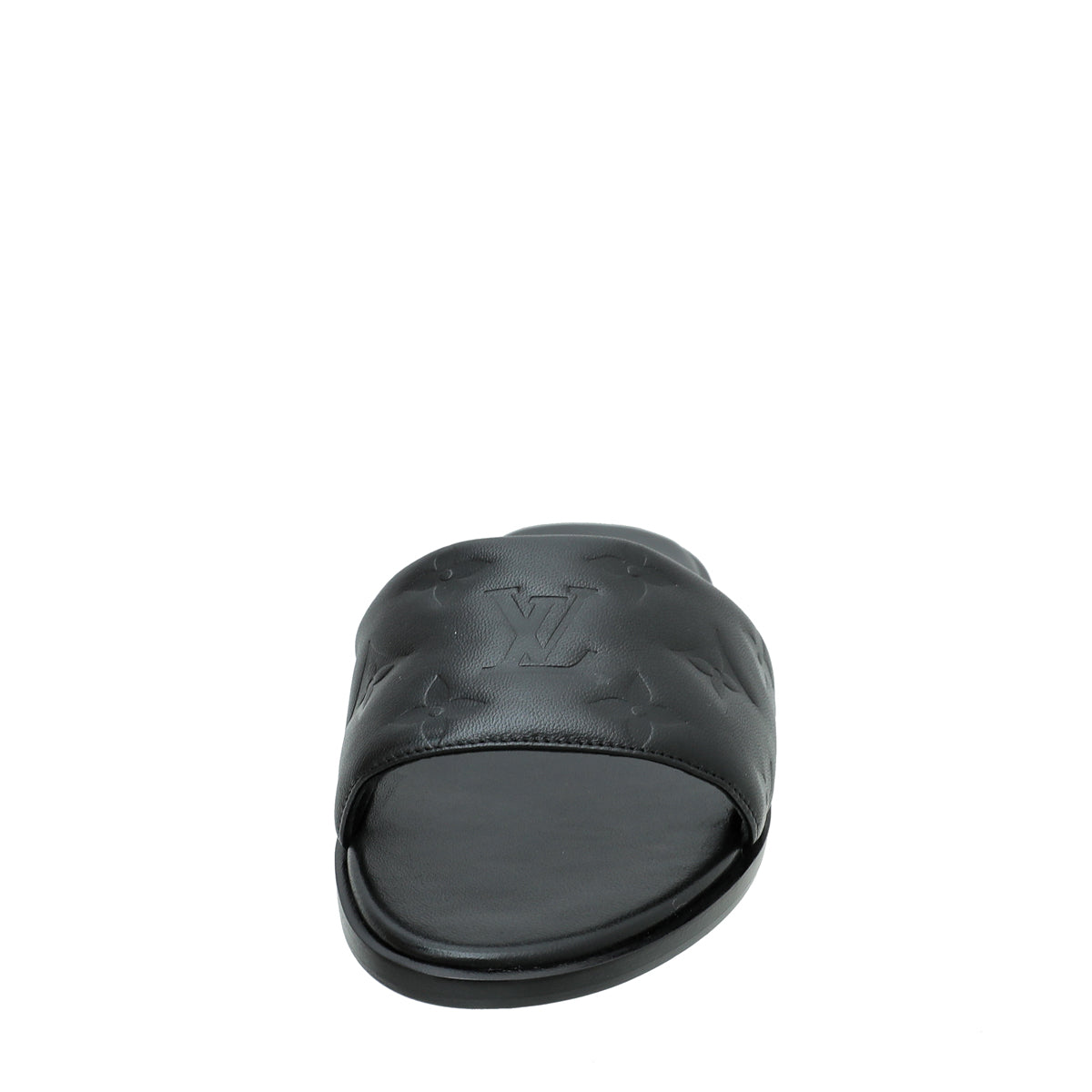 Louis Vuitton Black Monogram Embossed Revival Flat Mules 38-Louis Vuitton-THE CLOSET