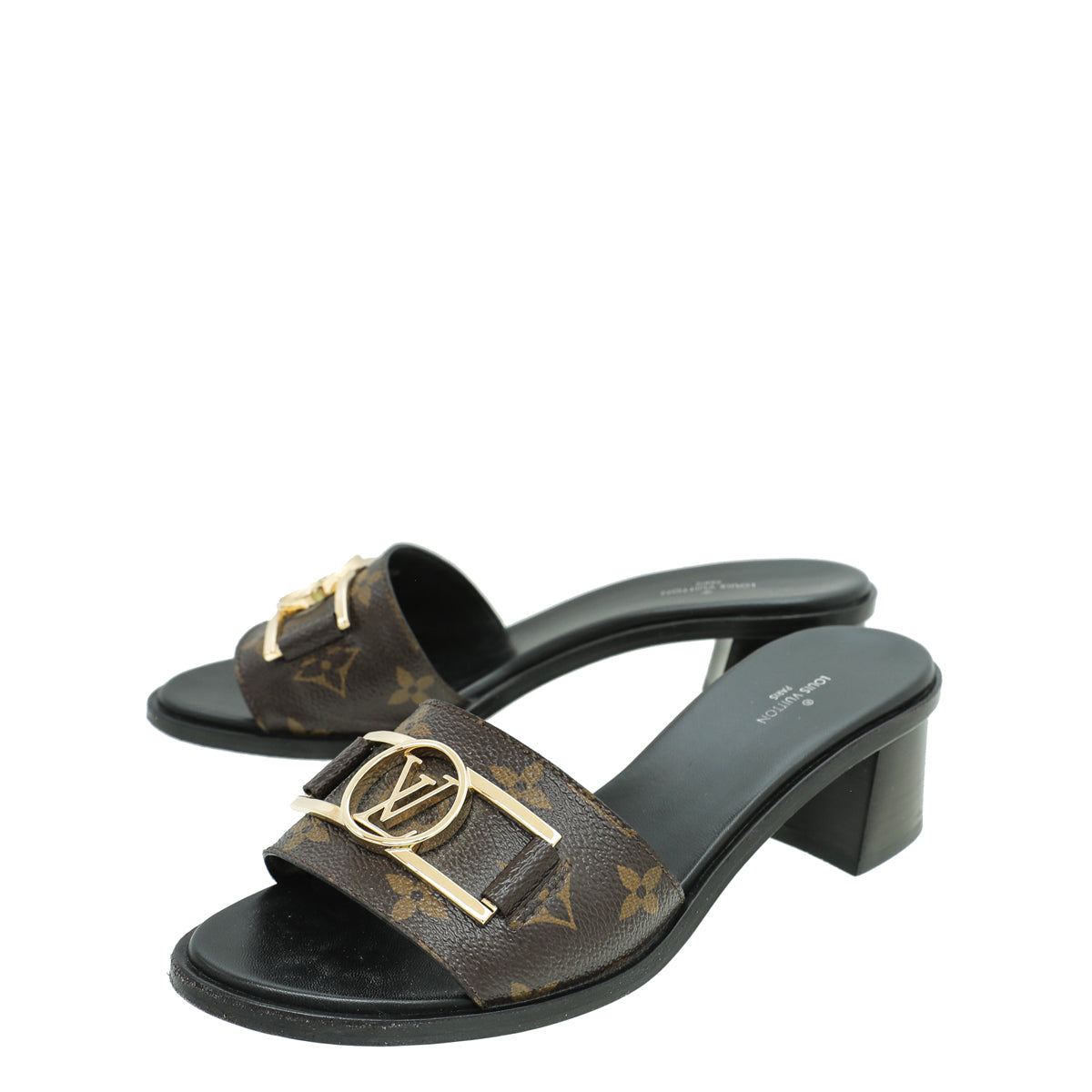 Louis Vuitton Monogram Lock It Mules 37.5-Louis Vuitton-THE CLOSET