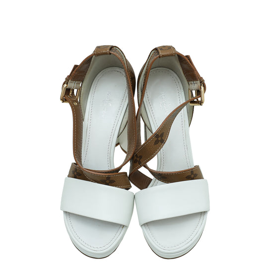 Louis Vuitton Reverse Monogram White Matchmake Cross Sandals 38