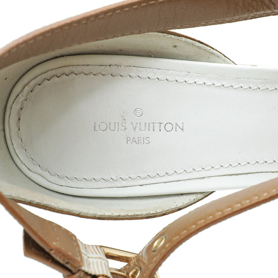 Louis Vuitton Reverse Monogram White Matchmake Cross Sandals 38