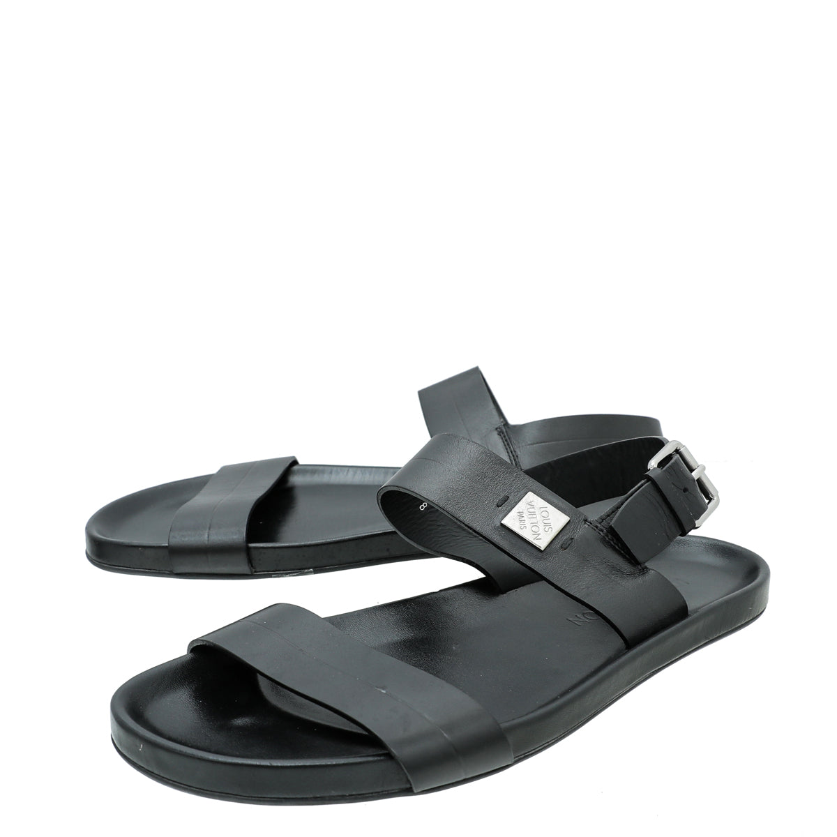 Louis Vuitton Black Flat Sandal 8-Louis Vuitton-THE CLOSET