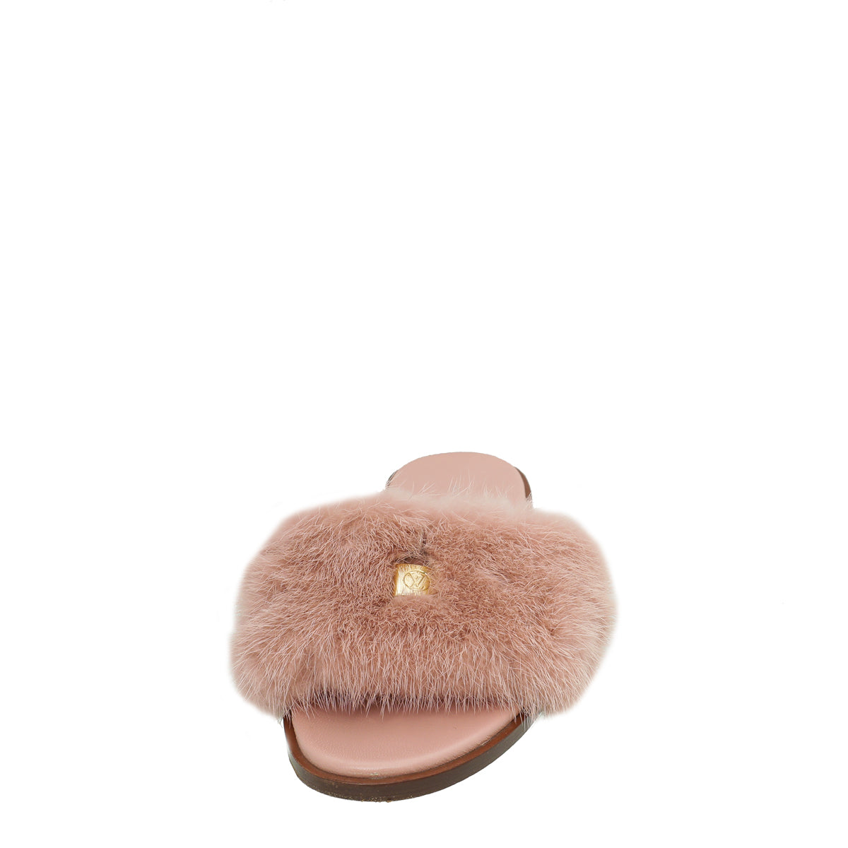 Louis Vuitton Pink Mink Fur Lock It Flat Mules 37.5-Louis Vuitton-THE CLOSET