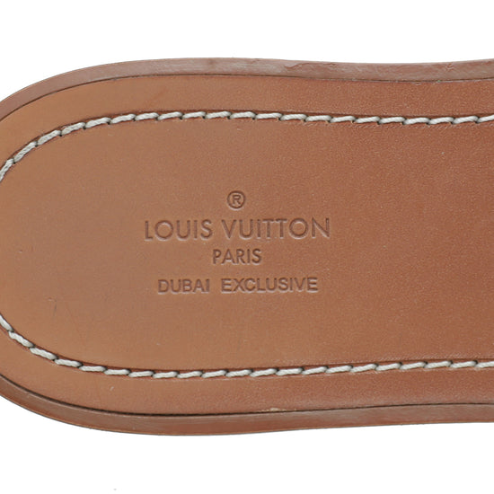 Pre-owned Louis Vuitton Lock It Leather Mules In Brown