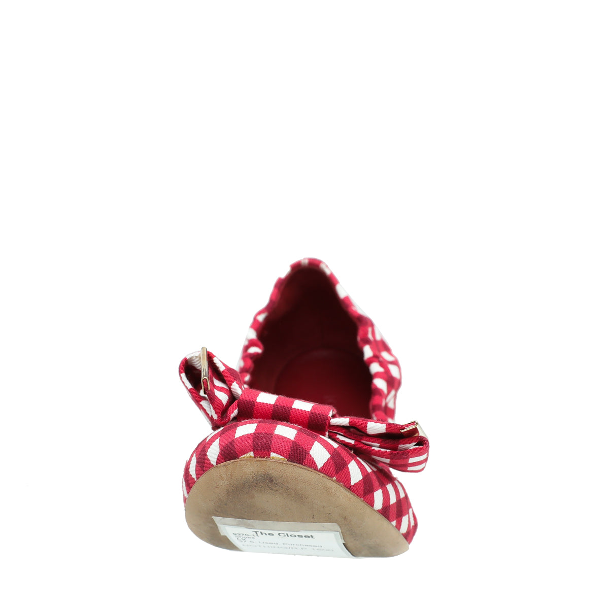 LV Red Gingham Bow Flat Ballerina-Louis Vuitton-THE CLOSET
