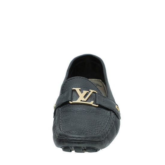 LOUIS VUITTON Calfskin Zipper Oxford Loafers 40 Black 618475