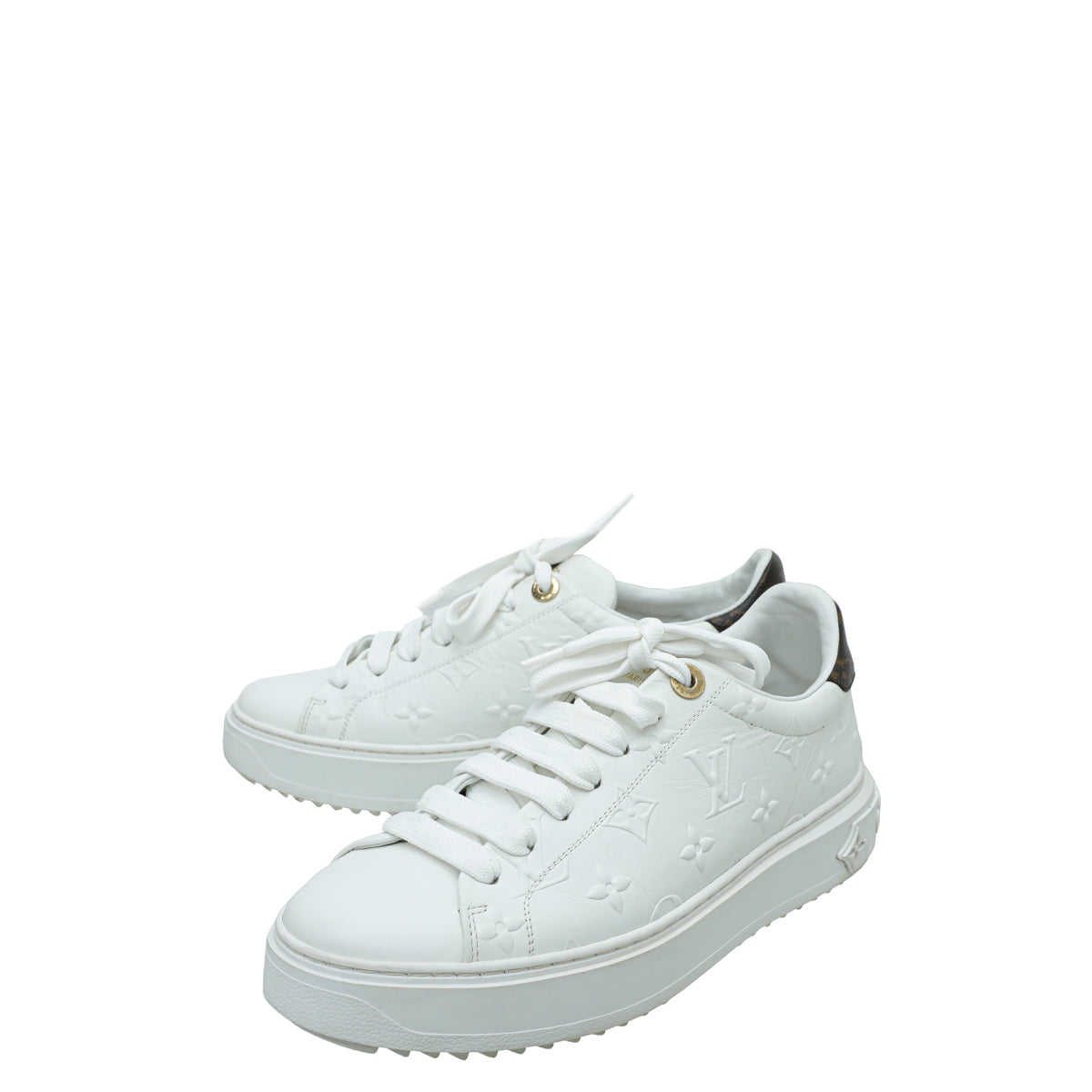 Louis Vuitton White Monogram Embossed Sneaker 38-Louis Vuitton-THE CLOSET