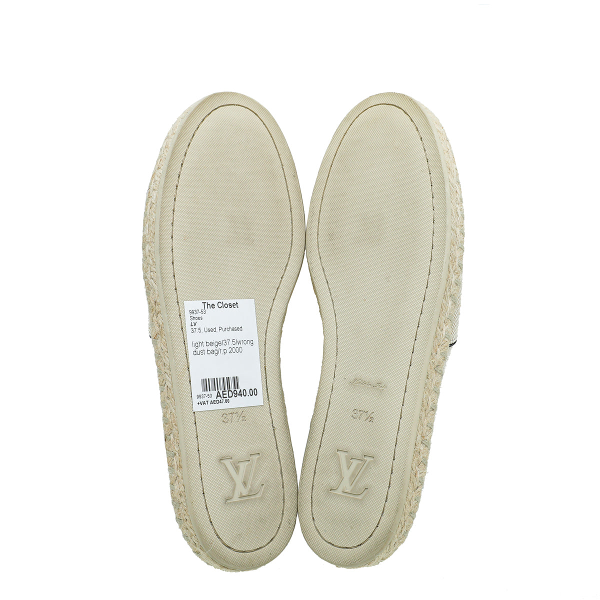 Louis Vuitton Light Beige Postcard Logo Espadrille 37.5