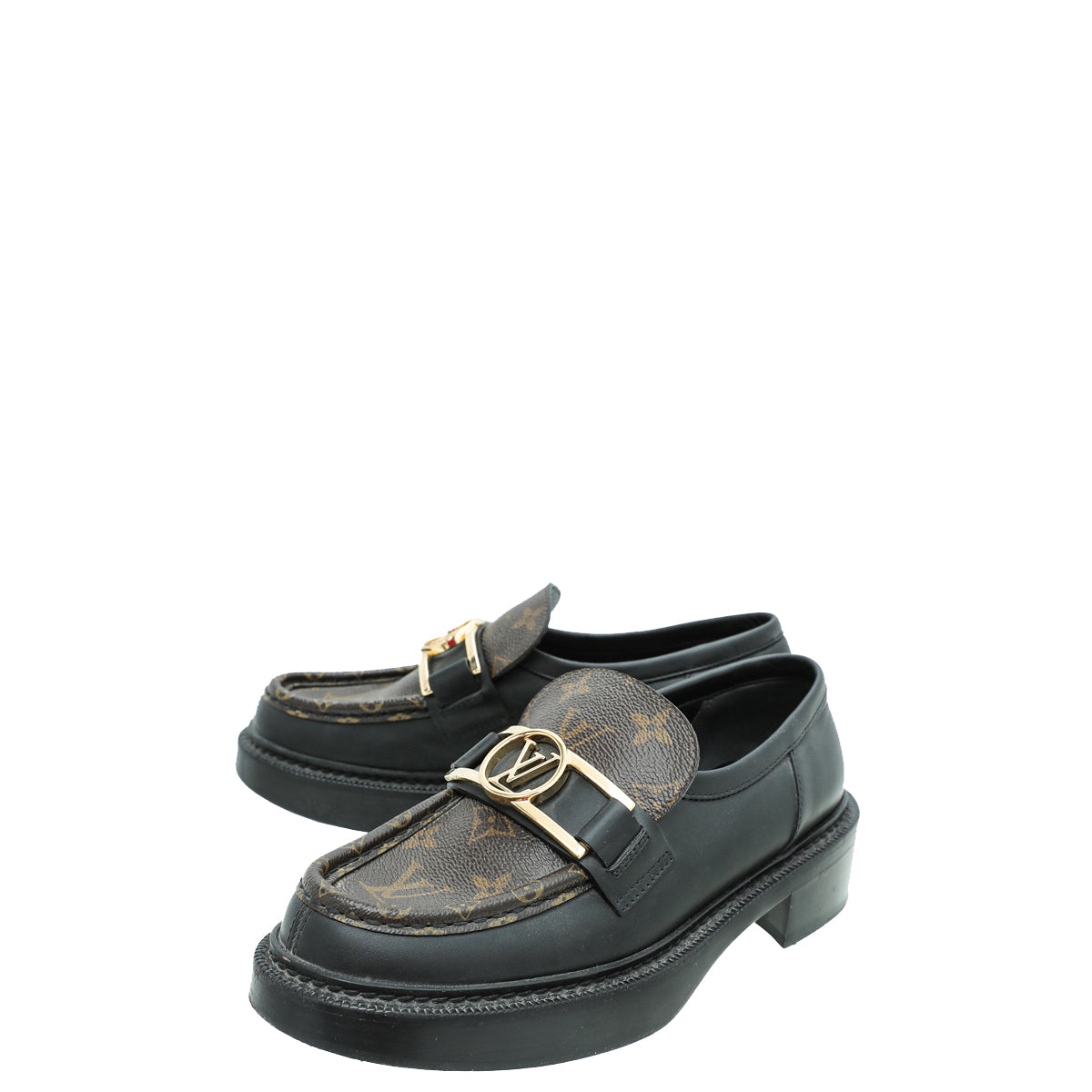 Louis Vuitton Bicolor Monogram Calf Academy Loafers 37.5