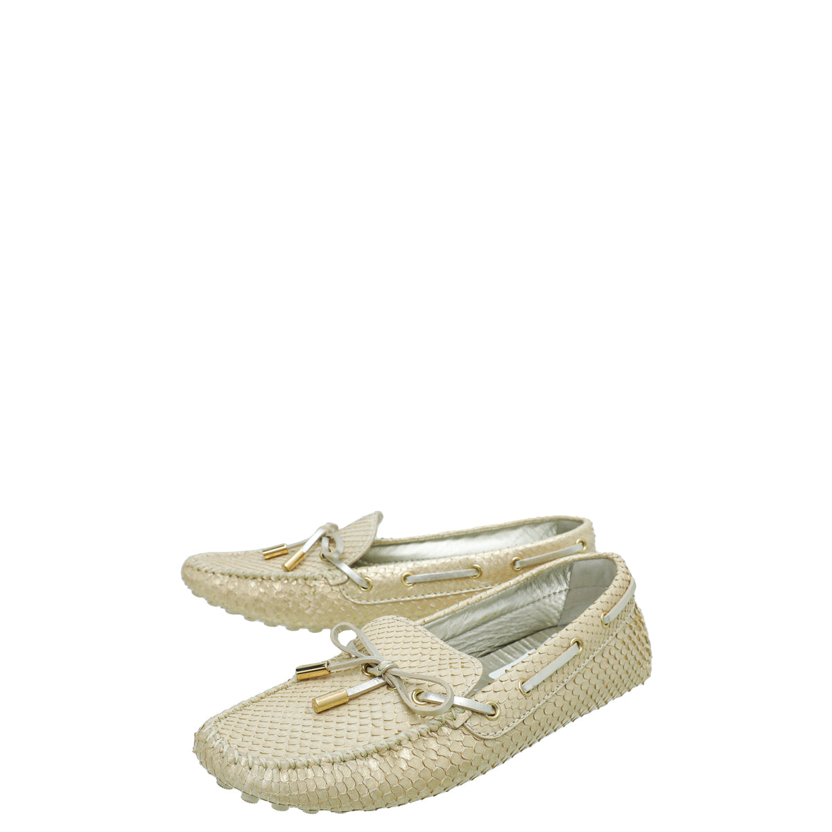 Louis Vuitton Light Gold Python Gloria Flat Loafer 37-Louis Vuitton-THE CLOSET