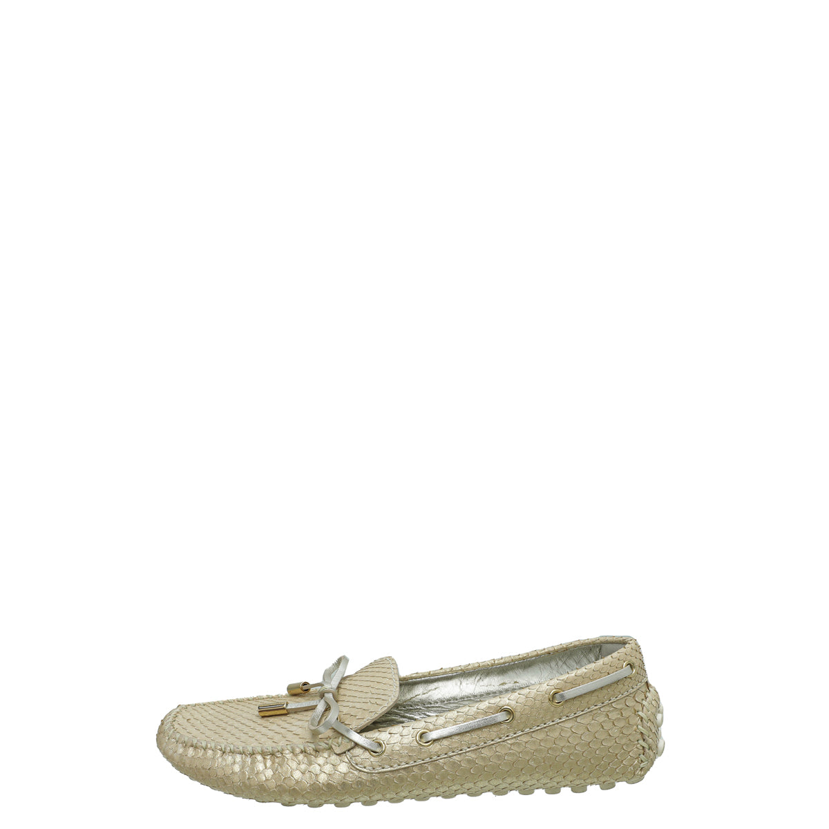 Louis Vuitton Light Gold Python Gloria Flat Loafer 37