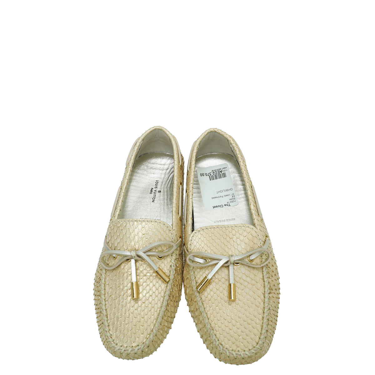 Louis Vuitton Light Gold Python Gloria Flat Loafer 37