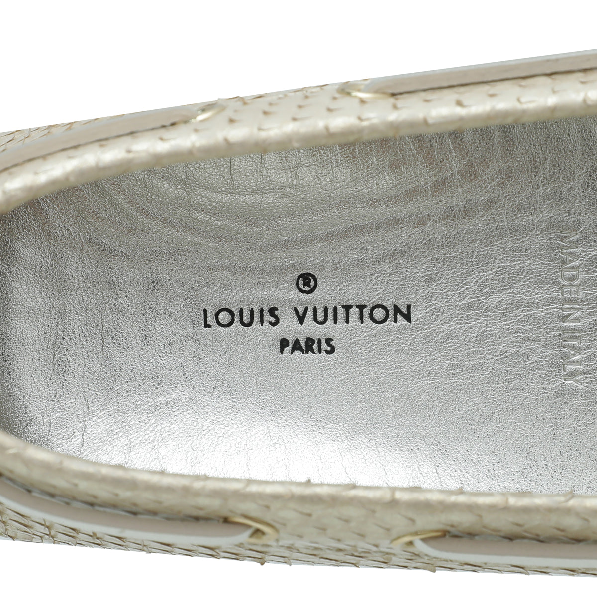 Louis Vuitton Light Gold Python Gloria Flat Loafer 37