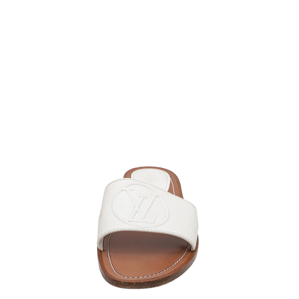 Louis Vuitton White Monogram Leather Lock It Flat Sandals Size 39