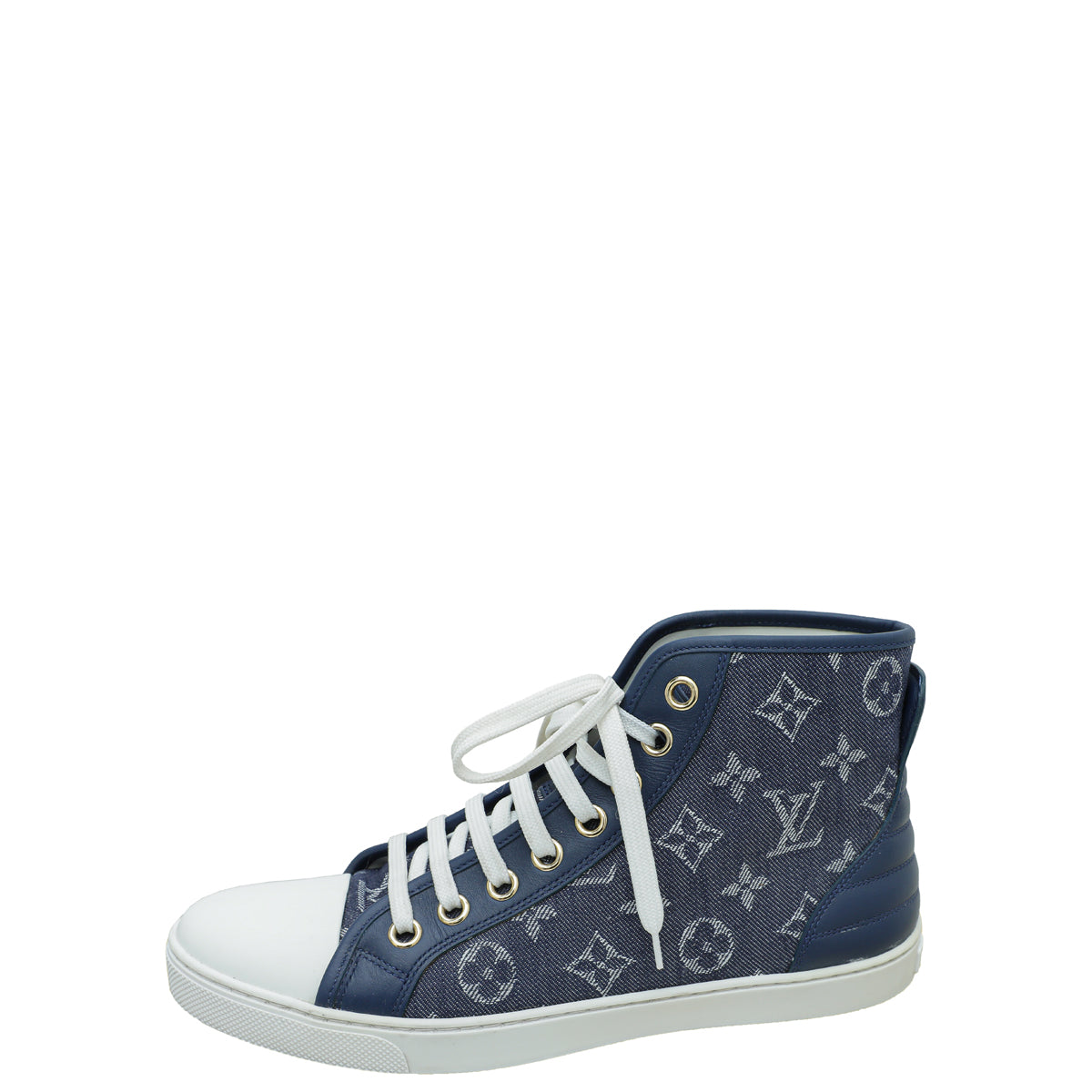 Louis Vuitton Bicolor Denim Monogram Punchy High Cut Sneaker 39.5