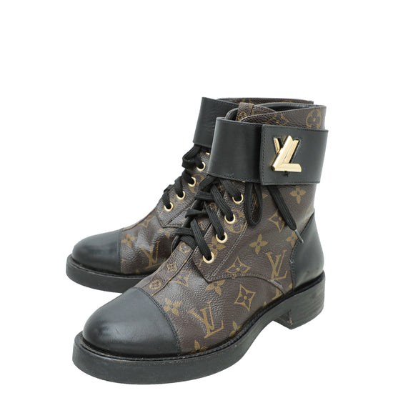 Louis Vuitton Brown Leather and Monogram Canvas Wonderland Flat Ranger  Boots Size 37 Louis Vuitton