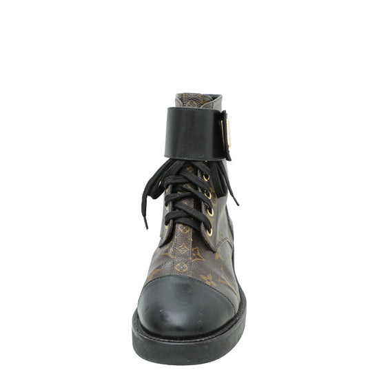 LOUIS VUITTON Calfskin Monogram Wonderland Flat Ranger Boots 35 Black  1125099