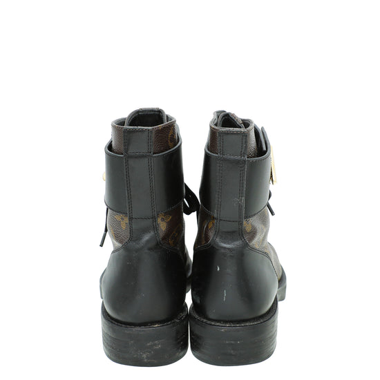 Louis Vuitton, Shoes, Louis Vuittoncalfskin Monogram Wonderland Flat  Ranger Boots 35 Black