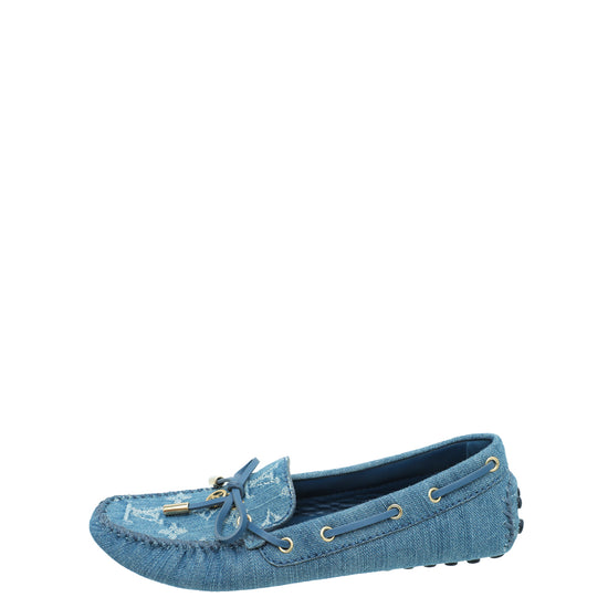 Louis Vuitton Blue Monogram Denim Golloria Flat Loafer 36