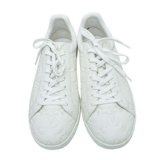 LOUIS VUITTON Calfskin Luxembourg Sneakers 7 White Green 624130