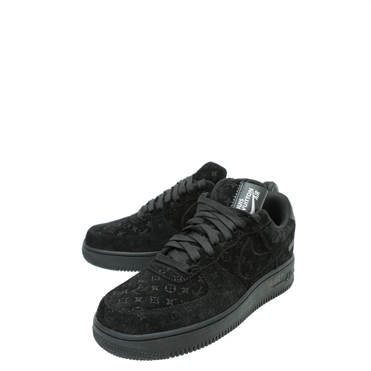 Louis Vuitton and Nike "Air Force 1" Black BY VIRGIL ABLOH Sneaker 7.5-Louis Vuitton-THE CLOSET