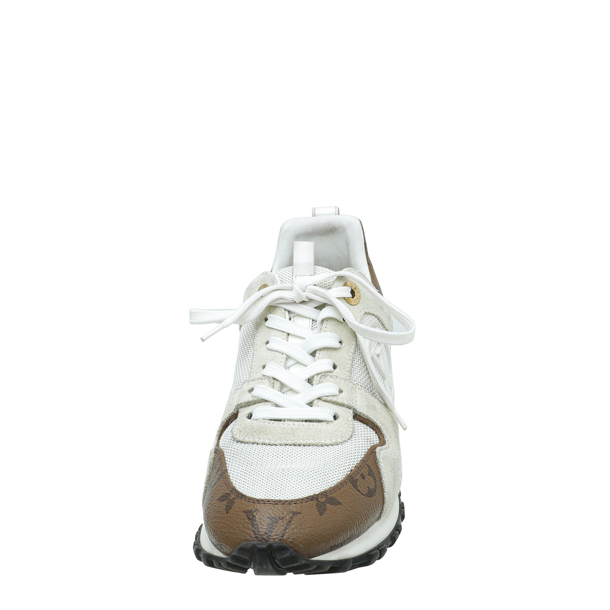 LOUIS VUITTON Monogram Calfskin Run 55 Sneakers 36.5 White 1094896