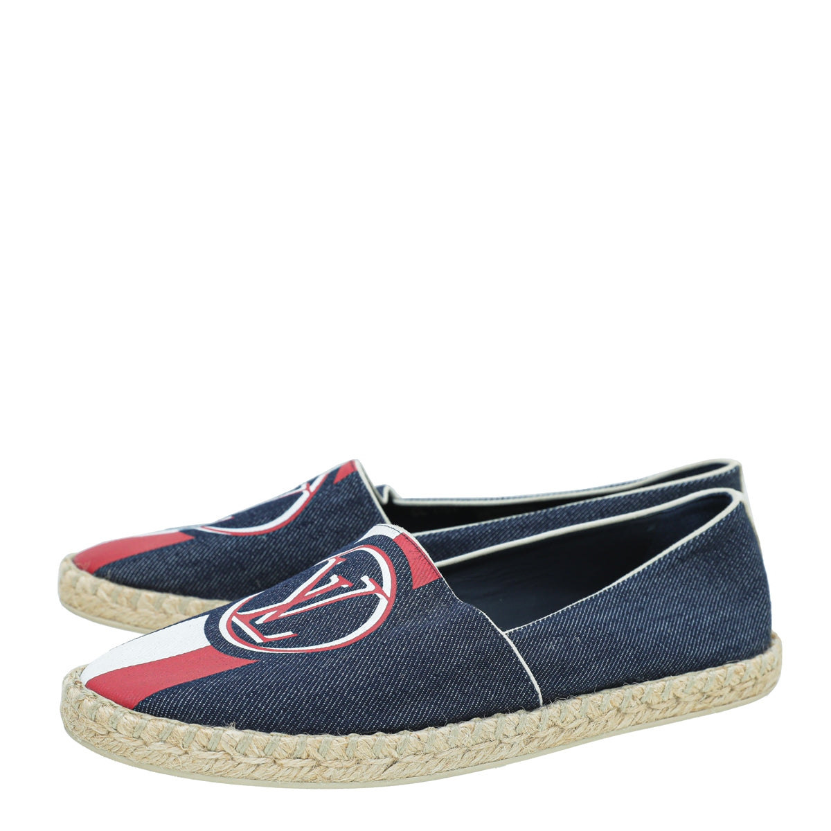 Louis Vuitton Navy Blue Logo Postcard Espadrille 37.5-Louis Vuitton-THE CLOSET