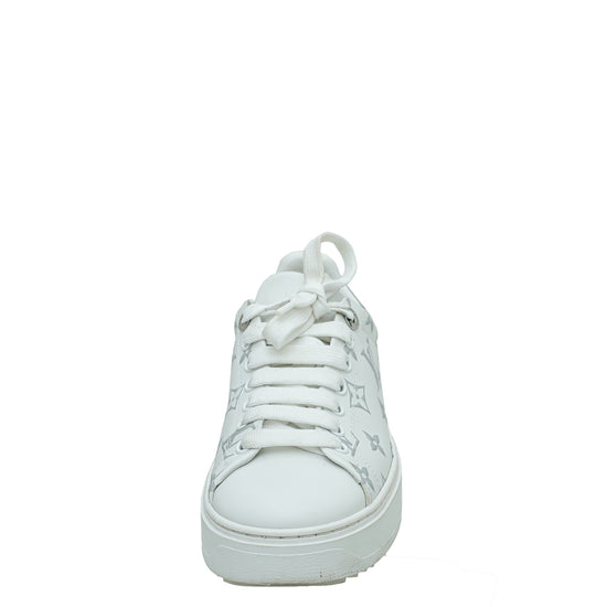 Louis Vuitton White/Green Leather Time Out Sneakers Size 37 Louis Vuitton