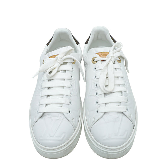 Louis Vuitton White Leather Time Out Low Top Sneakers Size 38.5