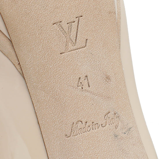 Louis Vuitton Dark Beige Patent Leather Peep Toe Platform Pumps Size 40.5  at 1stDibs