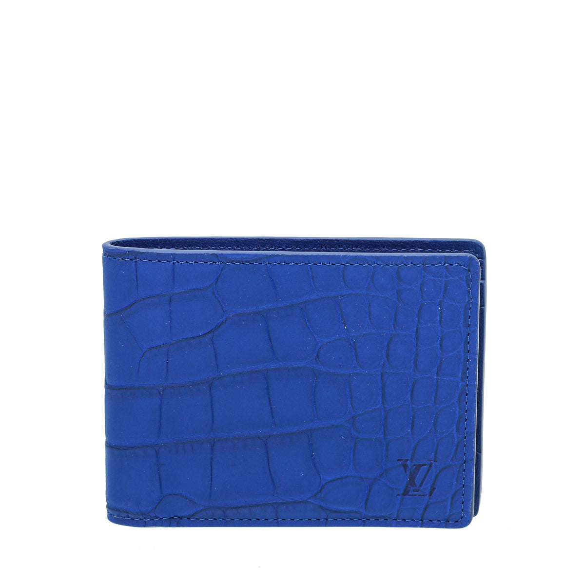 Louis Vuitton Brazza Wallet Multi Blue Matte Alligator Silver Hardware