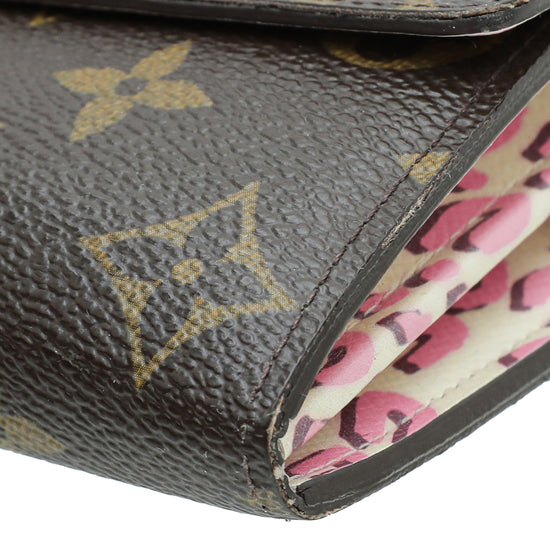 A Louis Vuitton pink leopard Vernis wallet by Stephen Sprouse