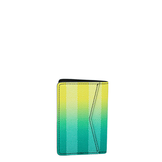 Louis Vuitton Gradient Green Damier Stripes Patch Logo Pocket Organizer  Wallet