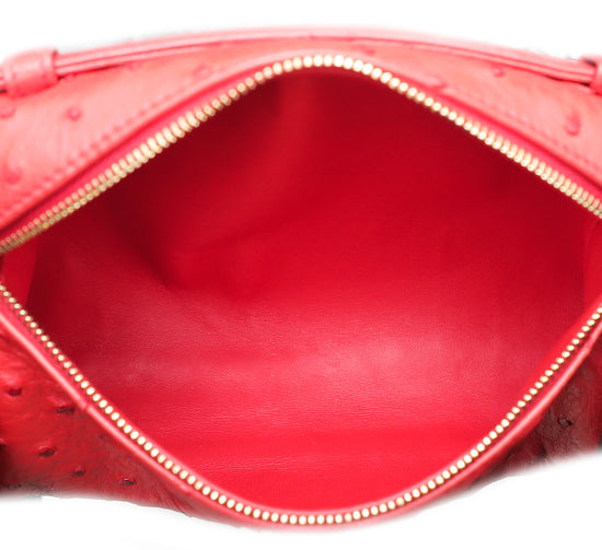 Ostrich clutch bag Loro Piana Red in Ostrich - 35683190