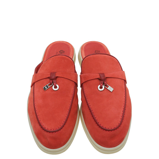 Loro Piana Coral Suede Nautical Charms Walk Babouche Loafers 39