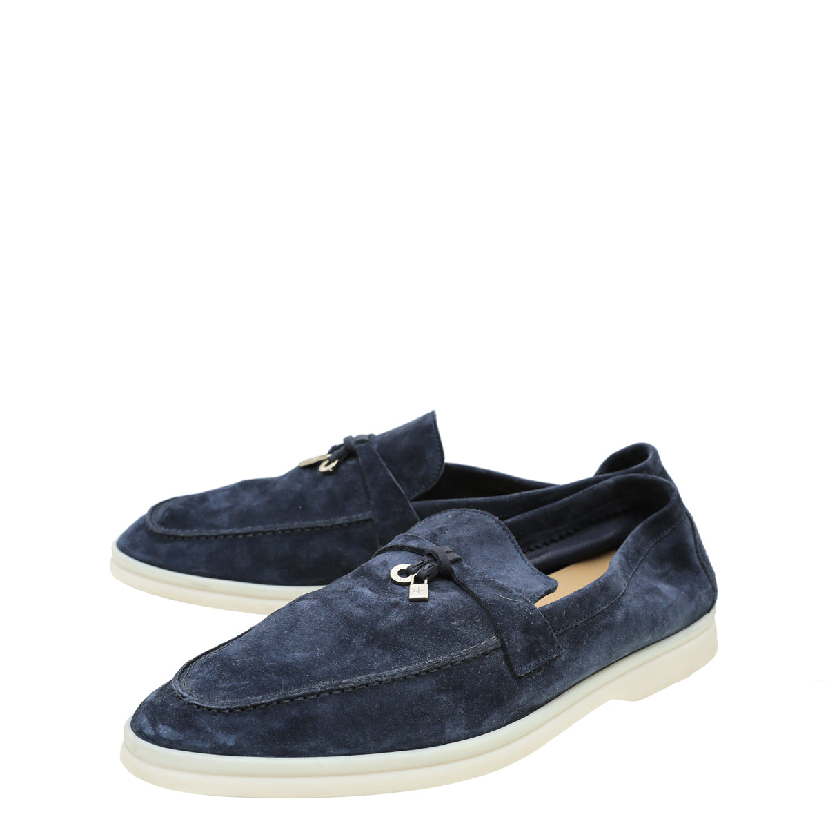 Loro Piana Navy Blue Summer Charms Moccasin Loafer