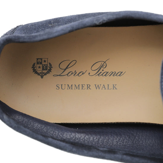 Loro Piana Navy Blue Summer Charms Moccasin Loafer 41.5