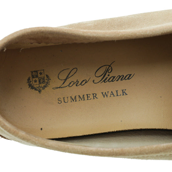 Loro Piana Sand Summer Charms Walk Loafers 38