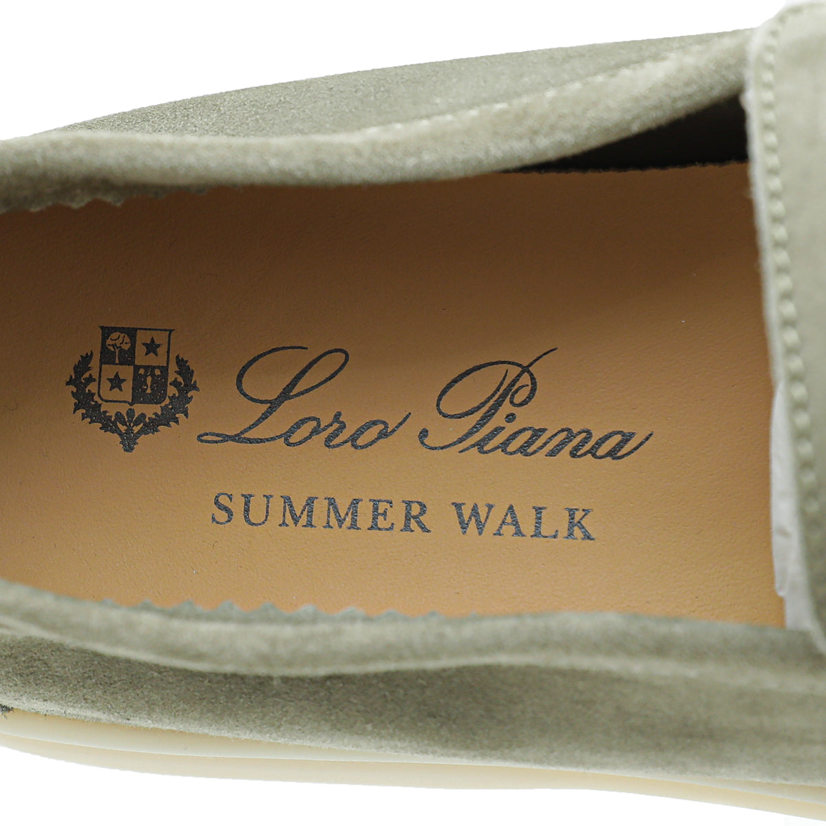 Loro Piana Army Grey Summer Charms Moccasin Loafer 37.5