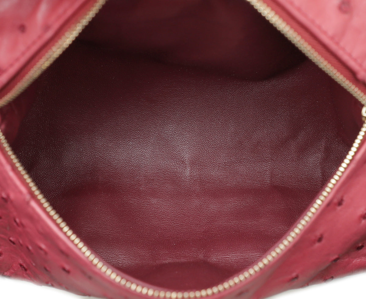 Loro Piana Light Pomegranate Ostrich L19 Pouch Bag