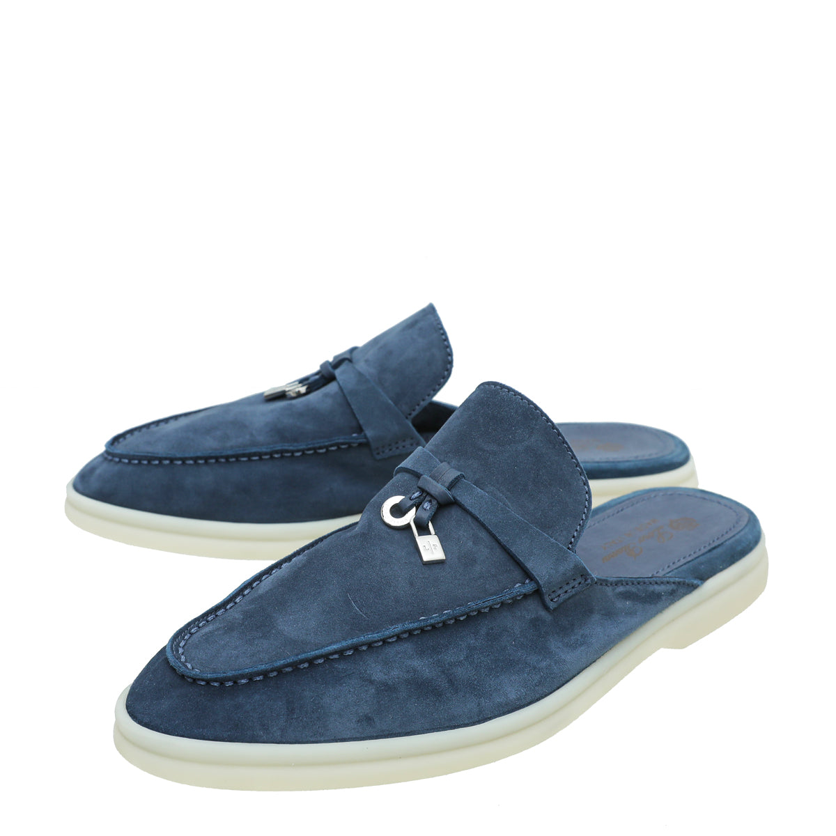 Loro Piana Cloud Sky Suede Nautical Charms Walk Babouche Loafers 37.5-Loro Piana-THE CLOSET