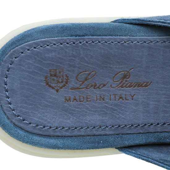 Loro Piana Cloud Sky Suede Nautical Charms Walk Babouche Loafers 37.5